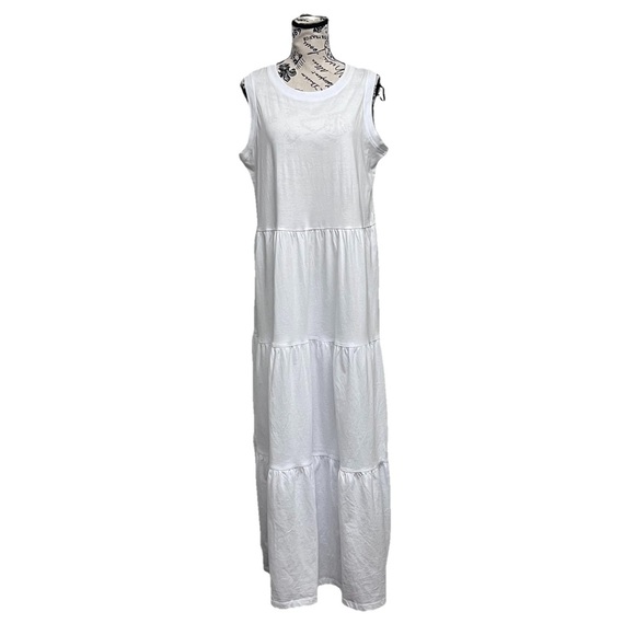NEXT Ivory Teired Maxi Dress Beach Coastal Boho Hippie Preppy Angelcore Ethereal - Picture 1 of 8